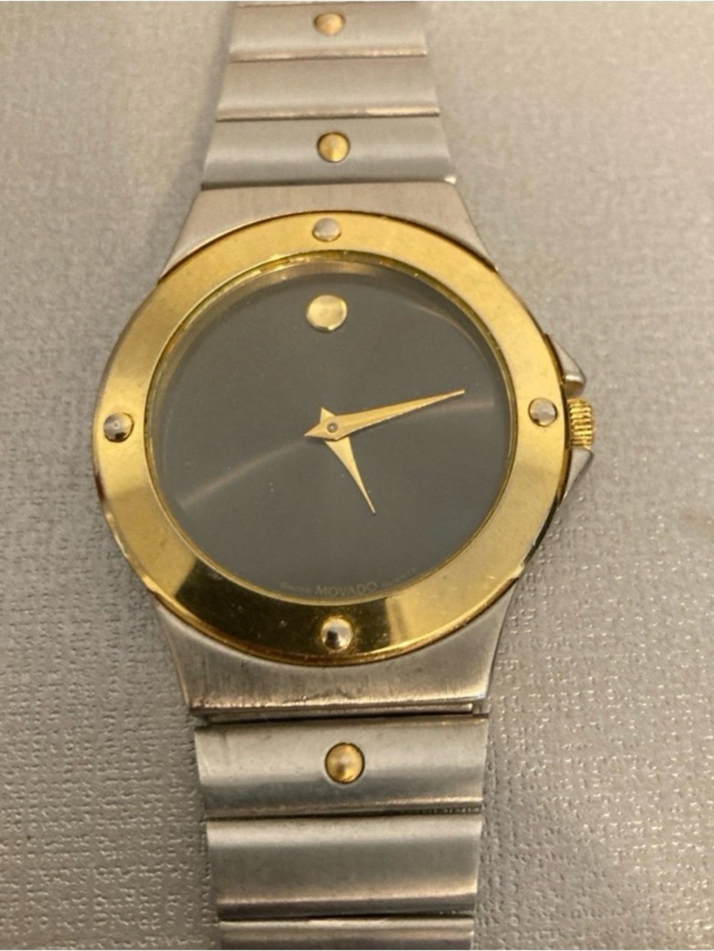 Movado Two-Tone Gold & Black Minimalist Wristwatch